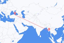 Flyg från Rangoon, Myanmar (Burma) till Samsun, Turkiet