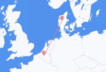 Flyg från Brysselregionen, Belgien till Karup, Mittjylland, Danmark
