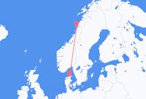 노르웨이 산드네스욘에서 출발해 덴마크 올보그로(으)로 가는 항공편