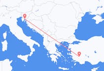 出发地 克罗地亚里耶卡目的地 土耳其代尼茲利的航班