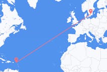 เที่ยวบิน จาก ไตรมาสที่ต่ำกว่าของเจ้าชาย, ซินต์มาร์เทน ไปยัง แวกเควอ, สวีเดน