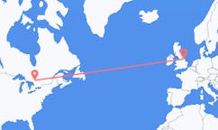 出发地 加拿大北灣前往英格兰的柯明顿的航班