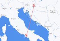 クロアチアのザグレブからから、イタリアのナポリまでのフライト
