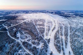 photo of an aerial view Levi Ski Resort in the Kittila, commune in the western part of Lappei province, Sirkka, Finland.