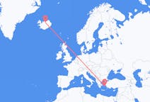 Vluchten van Akureyri, IJsland naar Ikaria, Griekenland