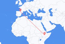 Flyreiser fra Goba, Etiopia til Pamplona, Spania