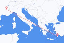 Vluchten van Rhodos, Griekenland naar Grenoble, Frankrijk