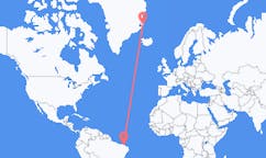 Flyg från Fortaleza, Brasilien till Ittoqqortoormiit, Grönland