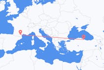 Loty z Carcassonne, Francja z Samsun, Turcja