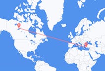 Flyg från Yellowknife, Kanada till Dalaman, Turkiet