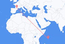 Flyrejser fra Mahé (Indien), Seychellerne til Toulouse, Frankrig