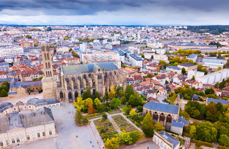 Photo of aerial view of Saint-Etienne Cathedral in Limoges, France.