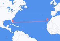来自美国出发地 迈阿密目的地 西班牙拉斯帕尔马斯的航班