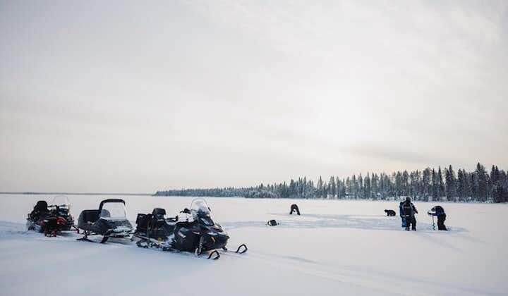 Ice Fishing and Snowmobile Safari Combo in Lapland