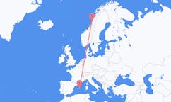 Vols de Sandnessjøen, Norvège vers Mahón, Espagne