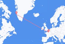 出发地 格陵兰出发地 瑪尼特索克目的地 法国巴黎的航班