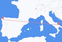Flyreiser fra Santiago de Compostela, Spania til Bari, Italia