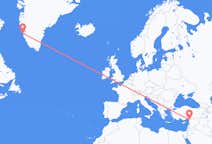出发地 土耳其哈塔伊省目的地 格陵兰努克的航班