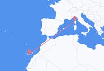 Vluchten van Calvi, Frankrijk naar Las Palmas (ort i Mexiko, Veracruz, Tihuatlán), Spanje