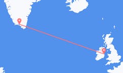 Vluchten van Narsaq, Groenland naar Dublin, Ierland