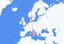 Vluchten van Trondheim, Noorwegen naar Palermo, Italië