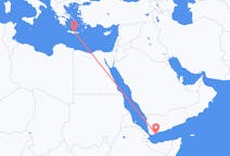 Vluchten van Aden, Jemen naar Iraklion, Griekenland