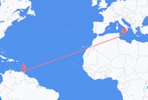 Flyreiser fra Port of Spain, Trinidad og Tobago til Malta, Malta