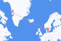 Lennot Qaarsutista, Grönlannista Kööpenhaminaan, Tanskaan