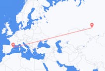 Fly fra Barcelona til Kemerovo