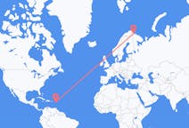 Vluchten van Antigua, Antigua en Barbuda naar Kirkenes, Noorwegen