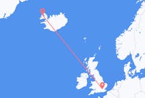 Vluchten van London naar Ísafjörður