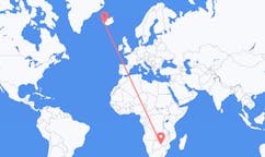Flyreiser fra Francistown, Botswana til Reykjavik, Island