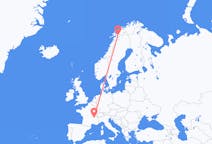 Flug frá Narvik, Noregi til Lyon, Frakklandi