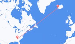 米国のアトランタから、アイスランドのレイキャビク行きフライト