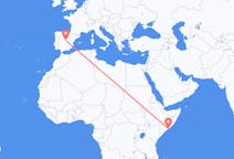 Flyg från Mogadishu, Somalia till Madrid, Spanien