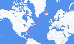 航班从巴哈马北伊柳塞拉市到阿克雷里市，冰岛塞尔