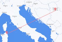 セルビアのベオグラードから、イタリアのオルビアまでのフライト