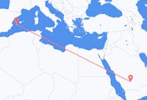 Flyreiser fra Wadi ad-Dawasir, Saudi-Arabia til Ibiza, Spania