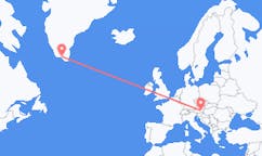 Voos de Narsaq, Groenlândia para Graz, Áustria
