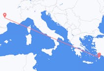 Flyg från Rodez, Frankrike till Rhodes, England, Grekland