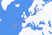 Fly fra Santa Maria Island til Helsinki