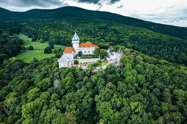 Photo of Smolenice Castle is a castle in the eastern slope of the Little Carpathians, near the town of Smolenice, Slovakia. Drone view. Smolenice Castle .