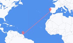Flyreiser fra Cayenne, Frankrike til Lisboa, Portugal