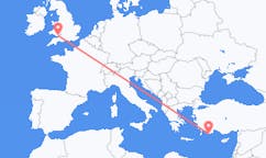 Flyg från Kastellorizo, Grekland till Cardiff, Wales