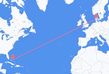 Flyreiser fra Rockelyd, Bahamas til Billund, Danmark
