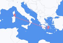 ギリシャのミロス島からから、イタリアのオルビアまでのフライト