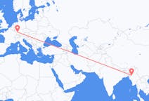 Flyreiser fra Kalay, Myanmar (Burma) til Karlsruhe, Tyskland