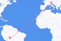 Flyreiser fra Trinidad, Bolivia til Bologna, Italia