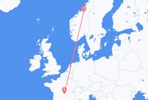 Flyrejser fra Clermont-Ferrand, Frankrig til Trondheim, Norge