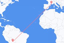 Flyrejser fra Santa Cruz, Bolivia til Nimes, Frankrig